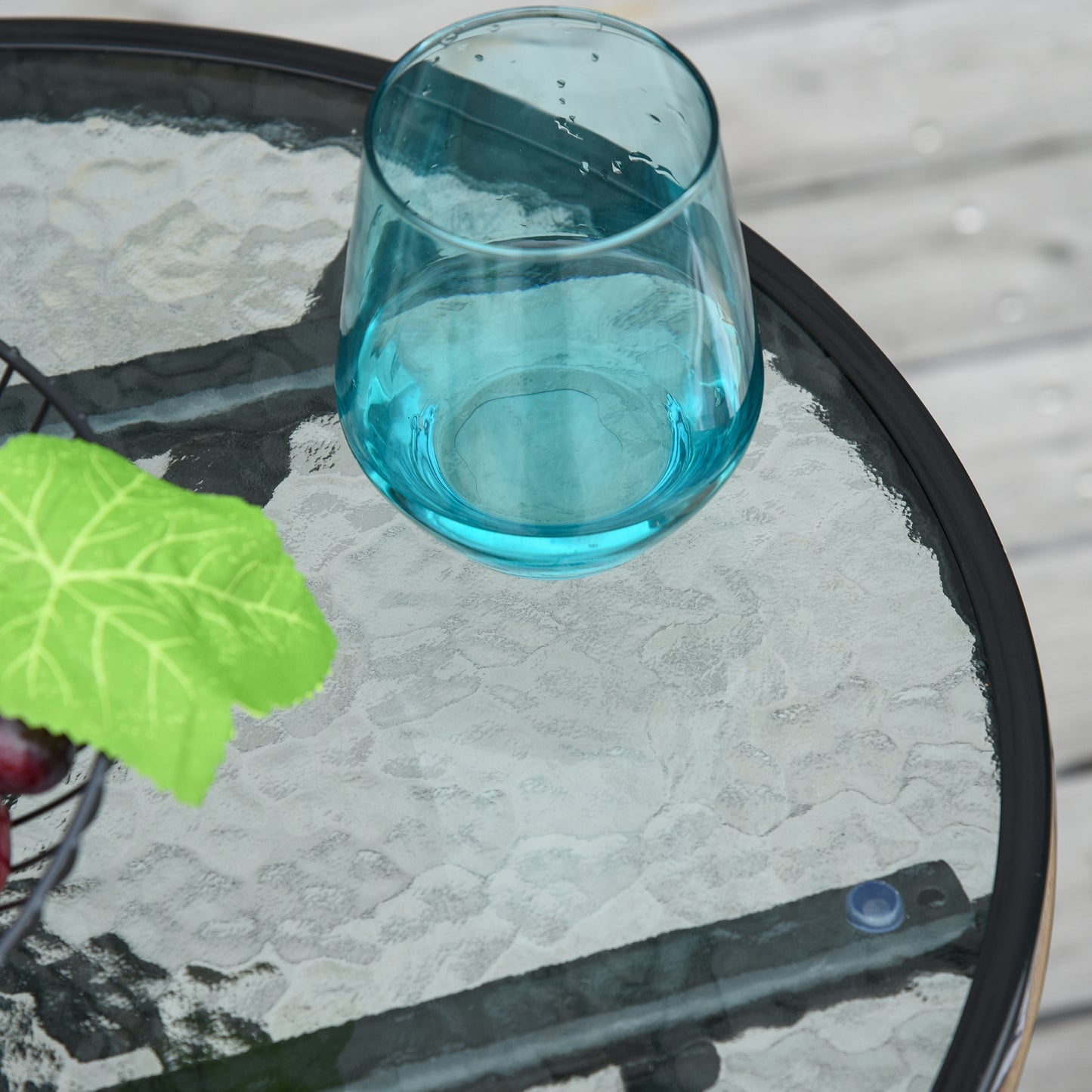 Outsunny Gartentisch Beistelltisch Bistrotisch mit Glasplatte rund klappbar Metall Ø45 schwarz