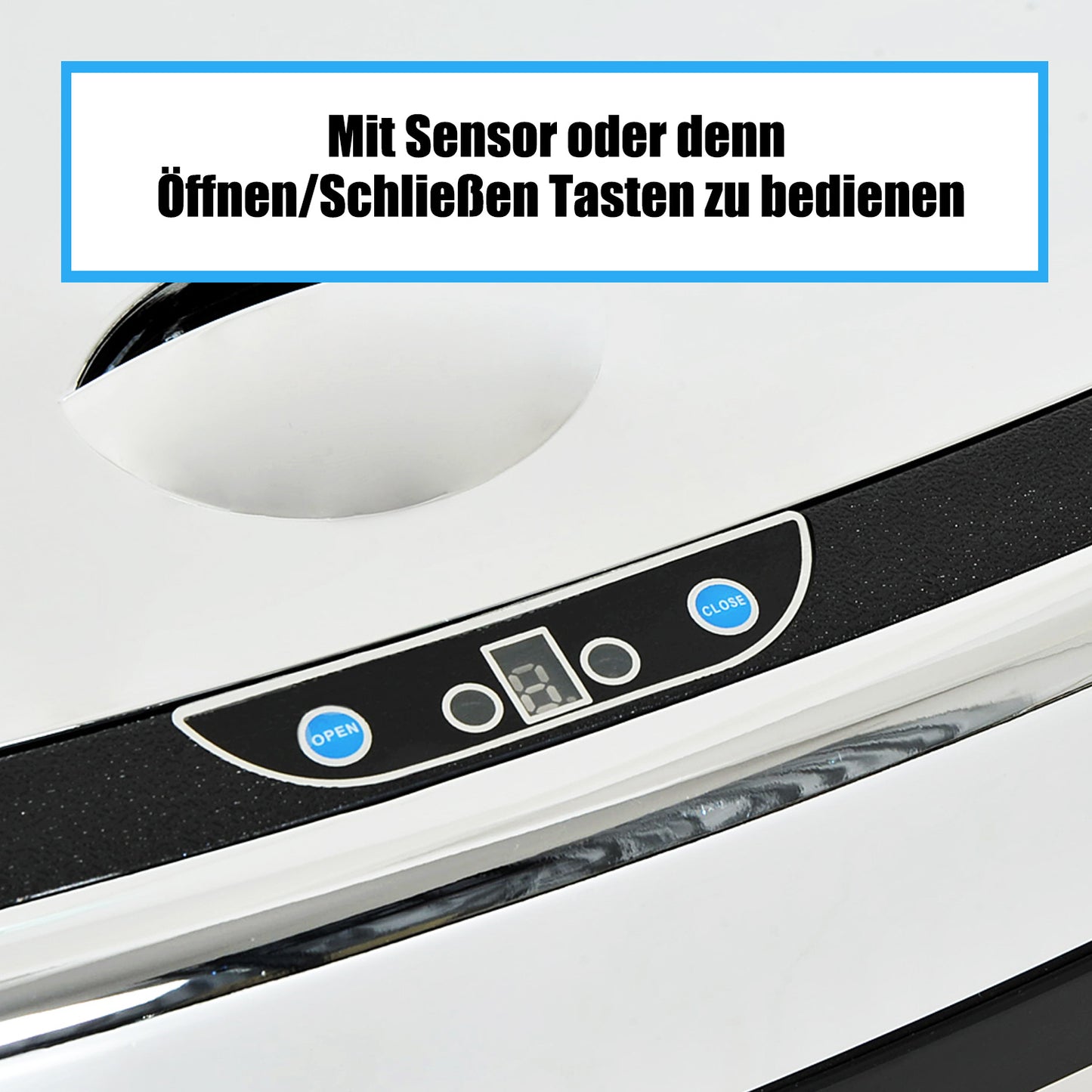 HOMCOM Sensor Mülleimer 68L Automatik Mülleimer mit Bewegungssensor, Wasserdichter Abfalleimer für Büro, Schlafzimmer, Küchen Edelstahl Silber