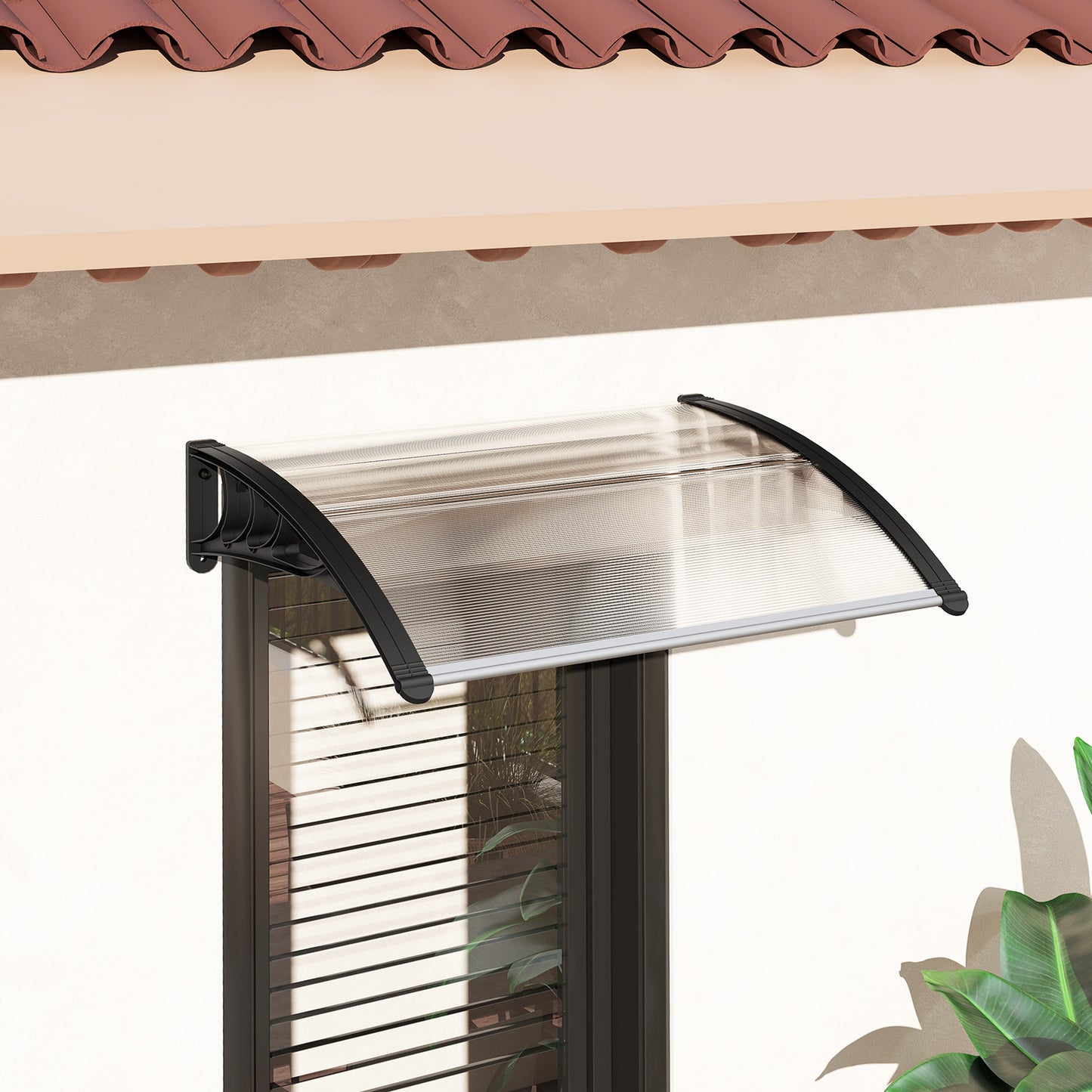 Outsunny Vordach Haustürvordach 100 x 75 cm Pultvordach Überdachung Polykarbonat Transparent