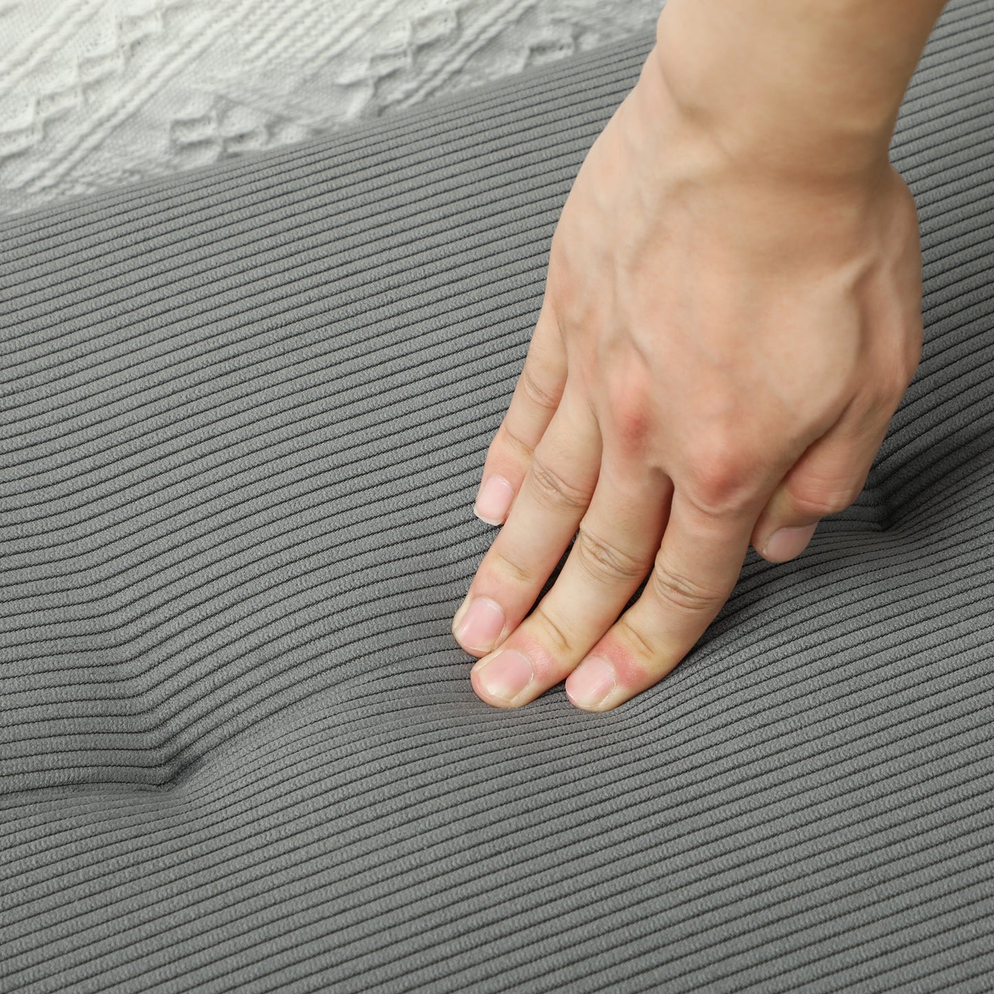 HOMCOM Sitzbank Polsterbank mit Cordbezug, Bettbank mit Metallbeine, Schuhbank 100 x 36 x 45 cm Grau