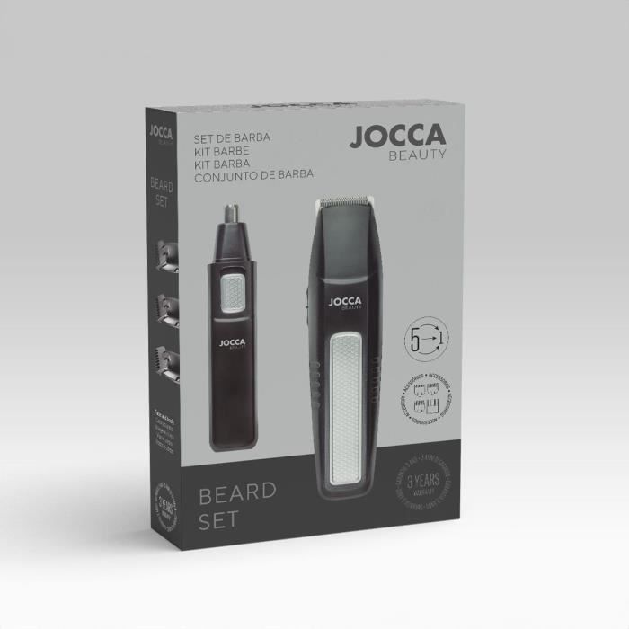 5 in 1 beard KIT - JOCCA - 1439 - 3V - 4 combs - Black and stainless steel