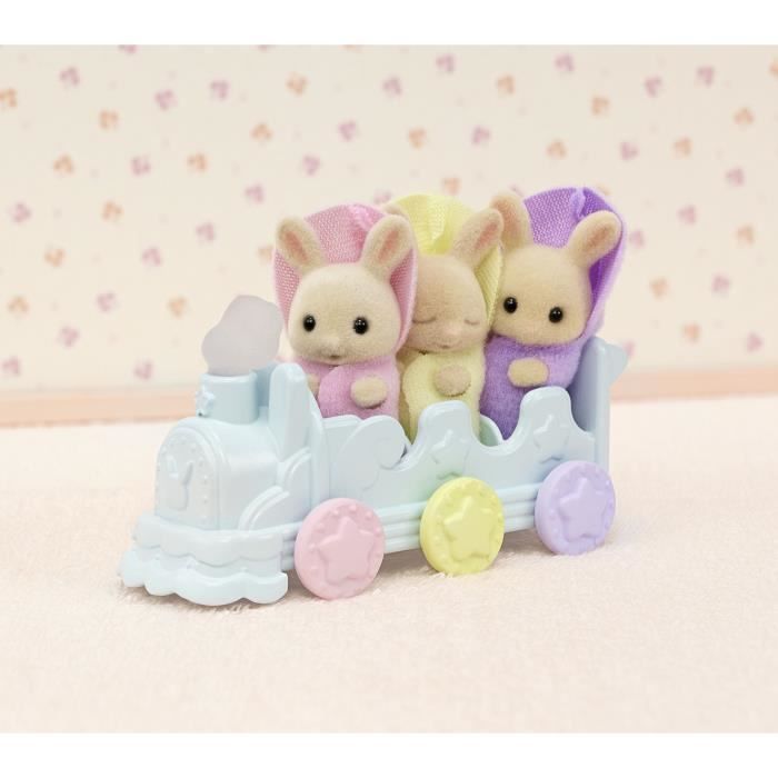 Miniature figurines - SYLVANIAN FAMILIES - 5707 - The Creme Rabbit triplets and bath accessories