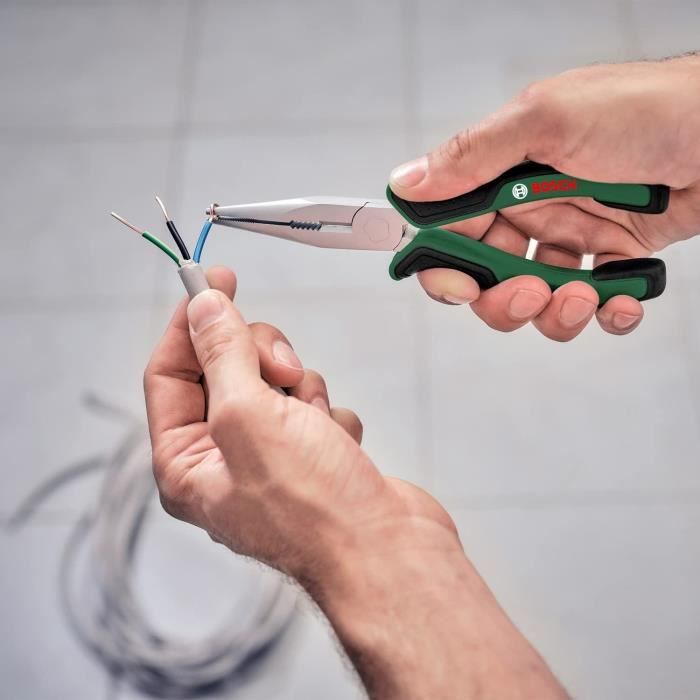 Bosch Home and Garden - Set of 3 pliers (universal, long nose, diagonal cutting, durable, ergonomic)
