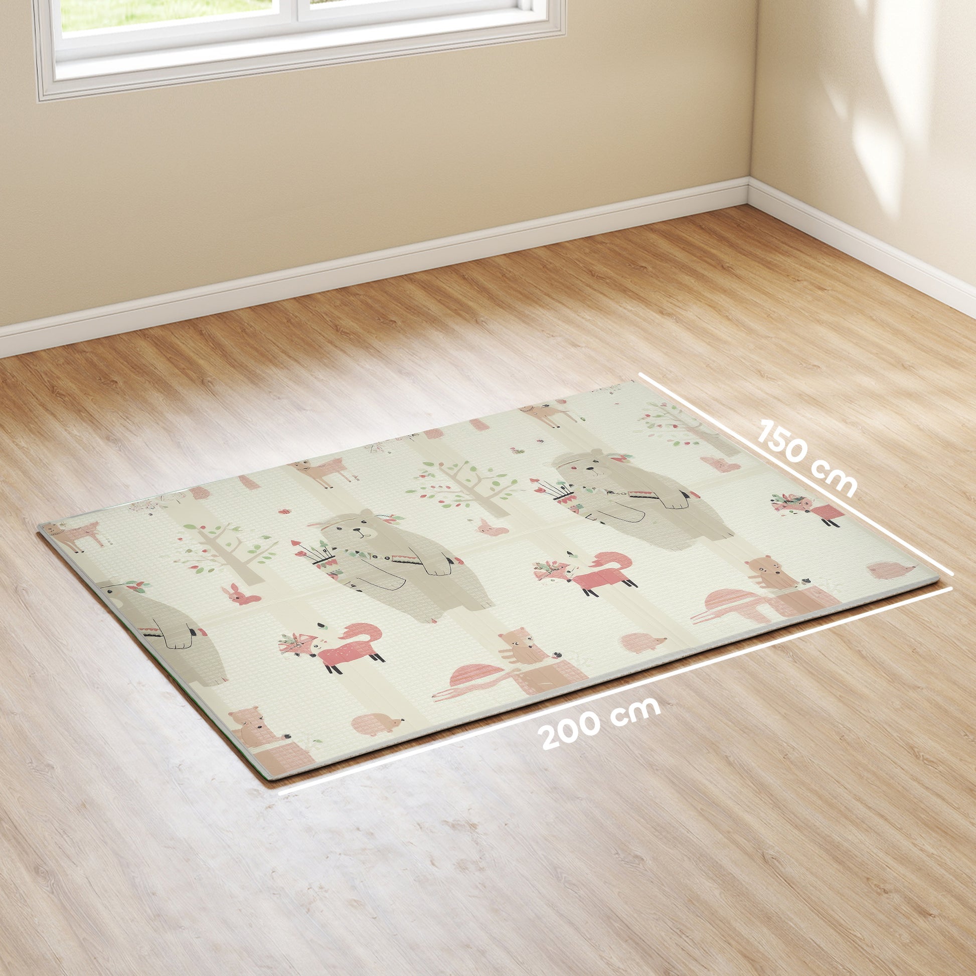 AIYAPLAY Baby-Spielmatte, Tiermuster, Schaumstoff, 1,5 cm dicke Polsterung, rutschfest