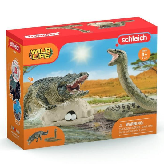 Aligator/Anaconda Duel Set, Wild Animal Figurines, Schleich 42559 Wild Life, For Children Ages 3 and Up