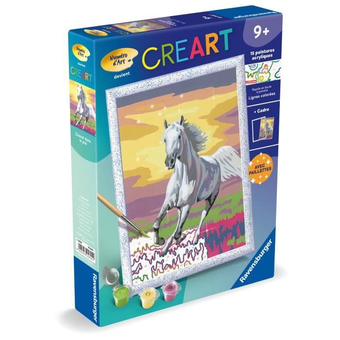 CreArt Kids 18x24cm Horse in the Meadow, Paint by Numbers Kit, Art Number, Ages 7+, 25845, Ravensburger