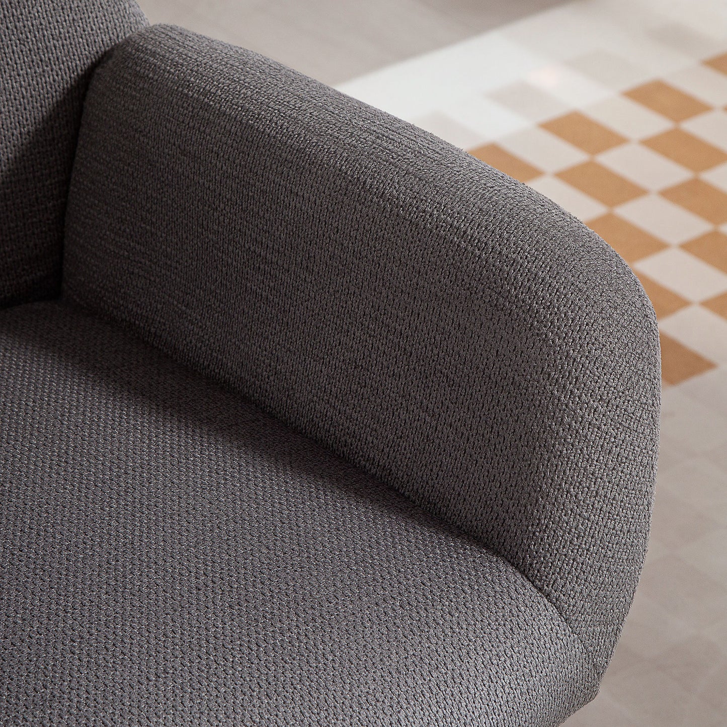 HOMCOM Moderner Polsterstuhl im Ohrenbacken-Stil, hohe Rückenlehne, dicke Polsterung, Metallbeine, Grau