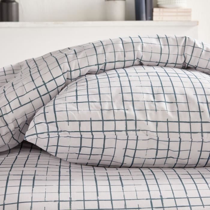 Bedding set - TODAY Crazy - Check print - 2 people - 220 x 240 cm - White