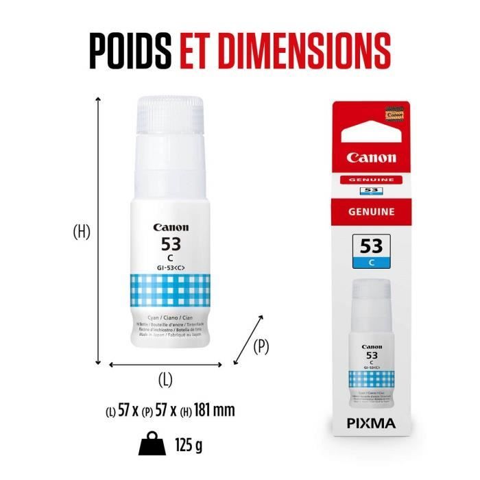 Ink bottle - Canon - GI -53C - Cyan - Pixma G650 and G550 compatibility - (4673C001)