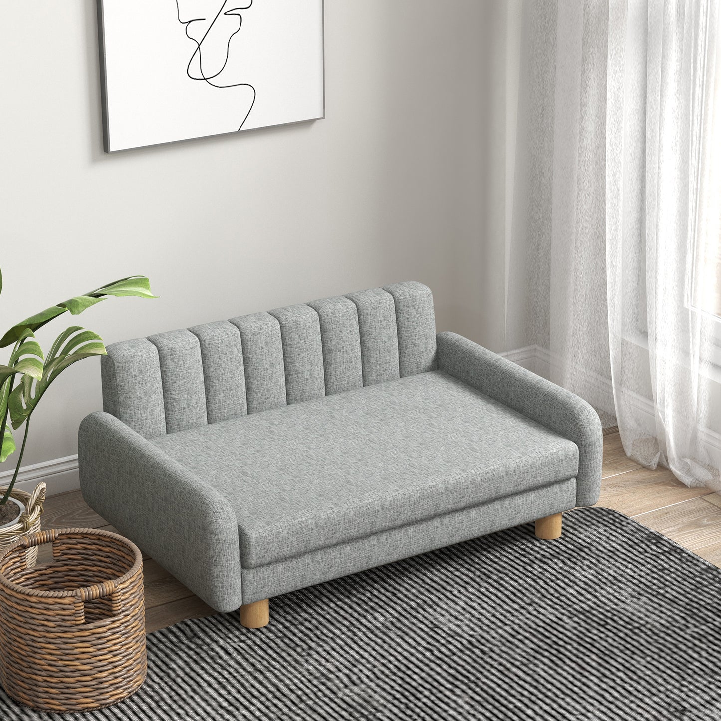 PawHut Hundebett, weiches Kissen, waschbarer Bezug, rutschfeste Füße, grå, 94B x 61T x 40H cm