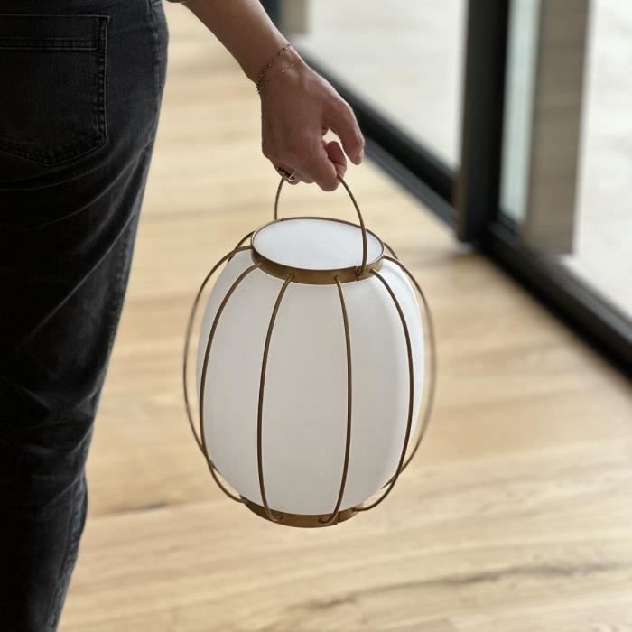 Cordless table lamp - LUMISKY - TULUM - H27 cm - Metal handle - Gold - Warm white and cool white LED