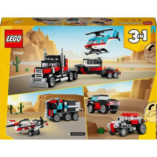 LEGO 31146 Creator 3in1 Trailer Truck with Helicopter, Helicopter Toy and Truck, Plane and Tanker