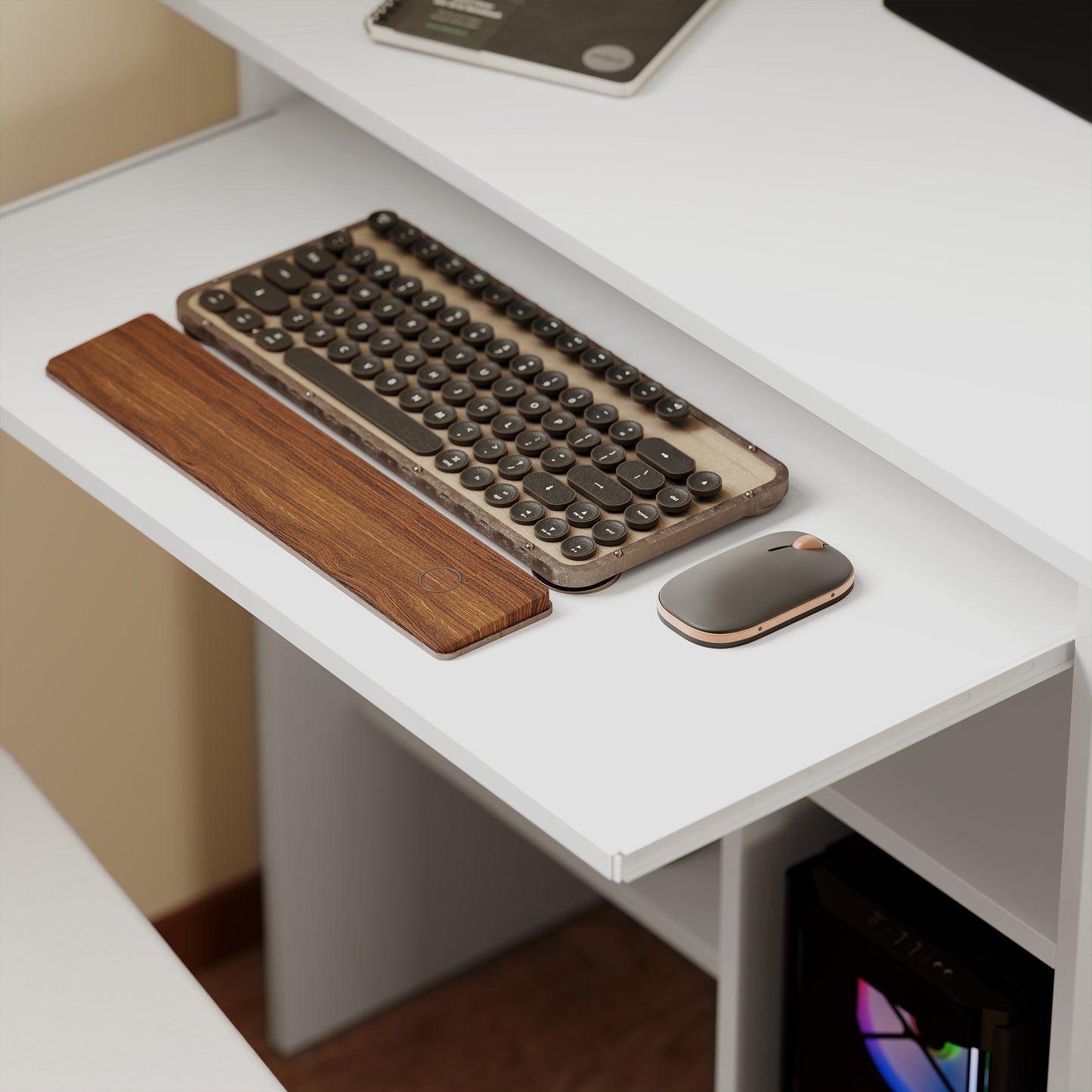 HOMCOM Computertisch, Schreibtisch, Spanplatte, Metall, 80 x 45 x 75 cm, Weiß