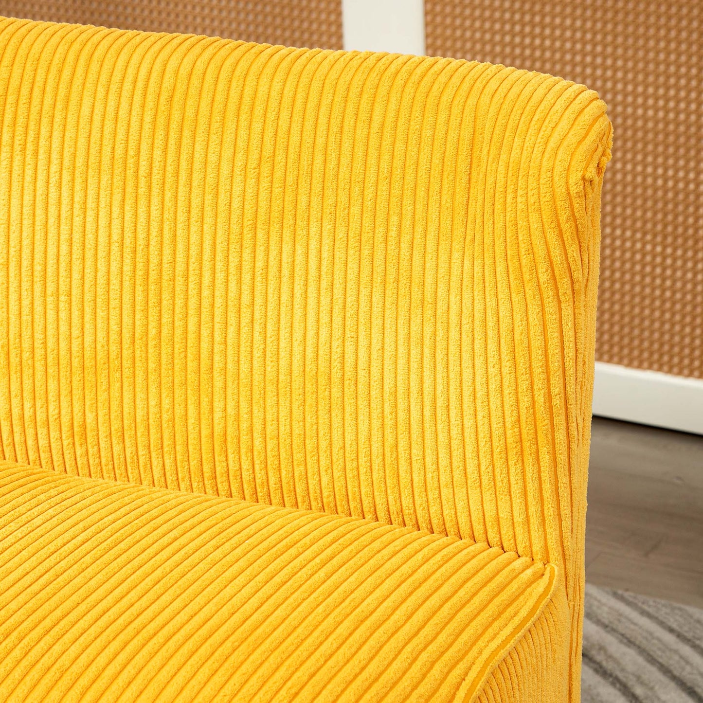 HOMCOM Zweisitzer-Sofa, elegantes Skandi Design, massiver Holzrahmen, bis 150 kg, 117 x 56,5 x 77 cm, Gelb