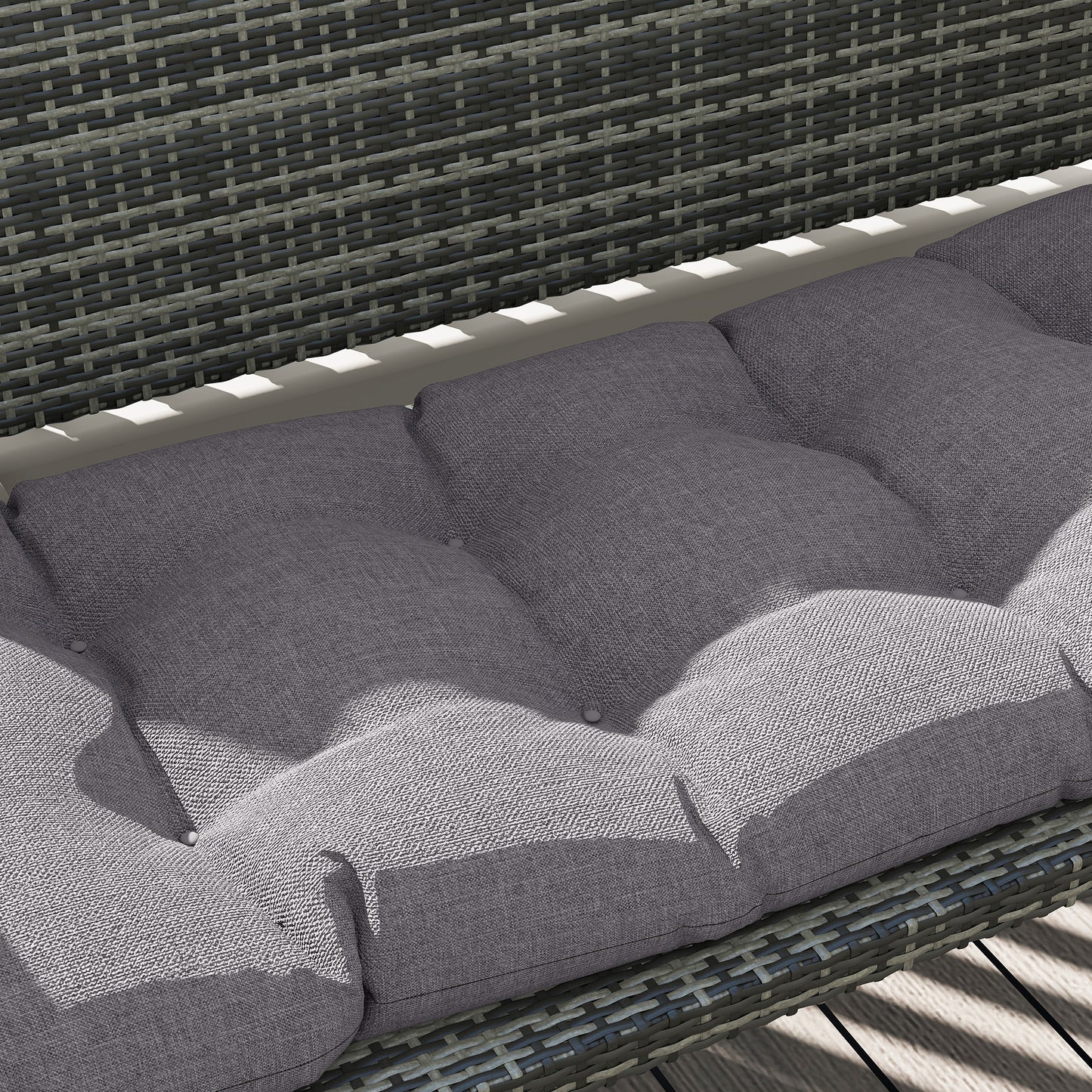 Outsunny Bankauflage 105 x 46 x 12,5 cm Bankkissen mit Bändern, Outdoor Sitzkissen für Gartenmöbel, Sitzbank, Grau