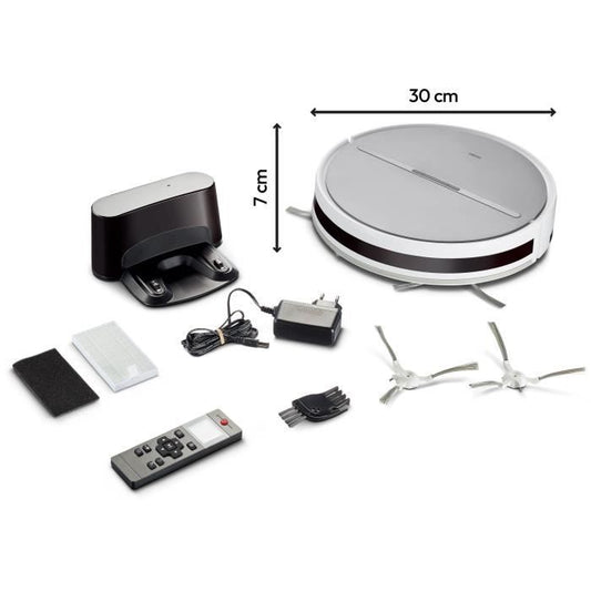 MEDION E35 - Robot Vacuum Cleaner - 2000Pa Suction Power - Gyroscopic Navigation - 2 Side Brushes and Wall Sensor