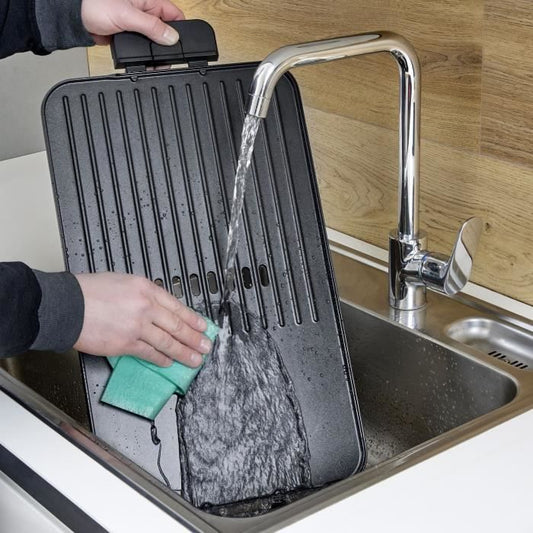Adjustable plancha up to 230°C - SEVERIN PG8564 - Removable non-stick plate - Electric grill with grease collector - Black
