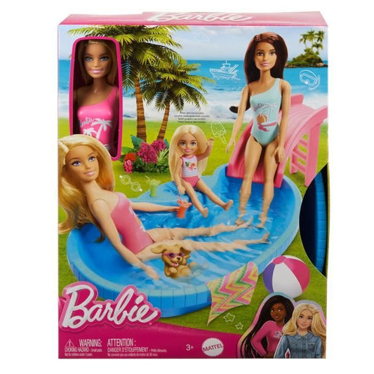 Barbie Doll and Accessories - Blonde Doll Set with Dream Pool HRJ74