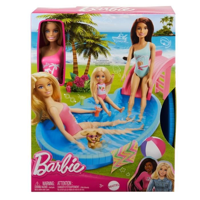 Barbie Doll and Accessories - Blonde Doll Set with Dream Pool HRJ74