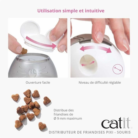Cat Treat Dispenser - CATIT - PIXI - Mouse Ears Design - White