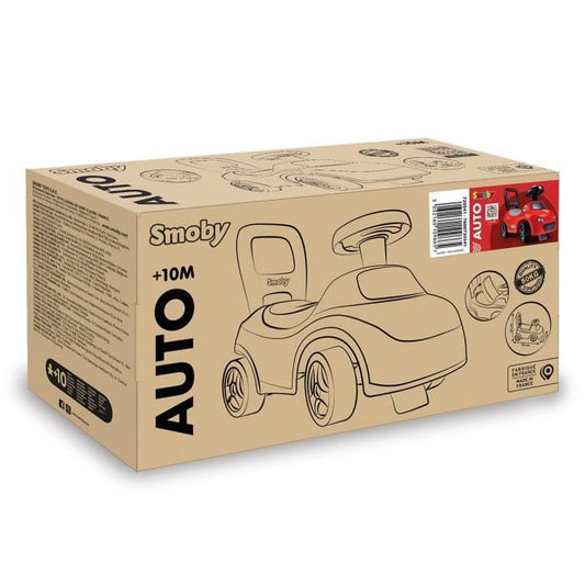 Smoby - 2 in 1 child carrier - Red car - Underseat storage + horn - From 10 months - Made in France
