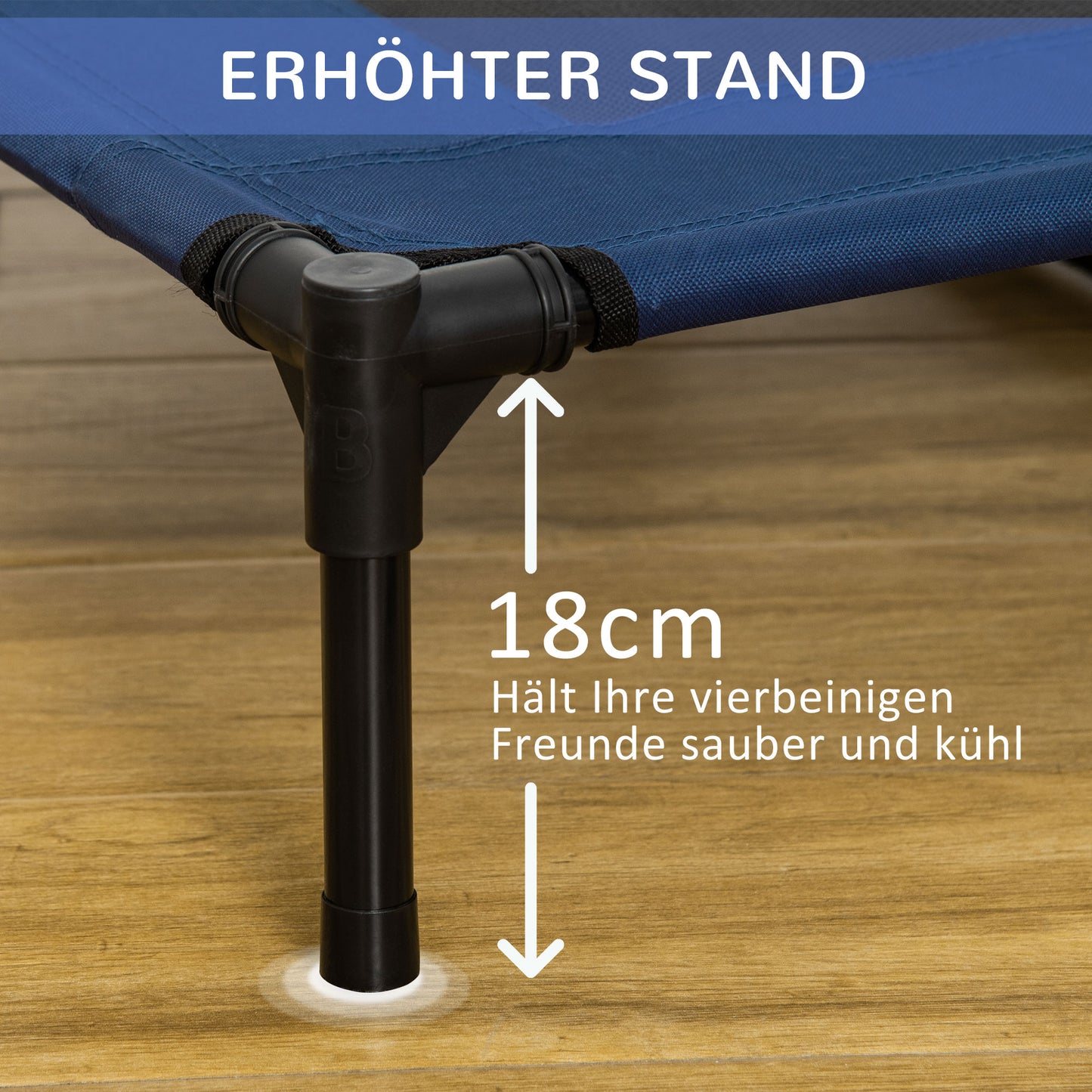 PawHut Hundebett Hundeliege Outdoor Katzenbett Haustierbett Schlafplatz Metall 600D Oxford-Gewebe Blau 91,5 x 76,2 x 18 cm