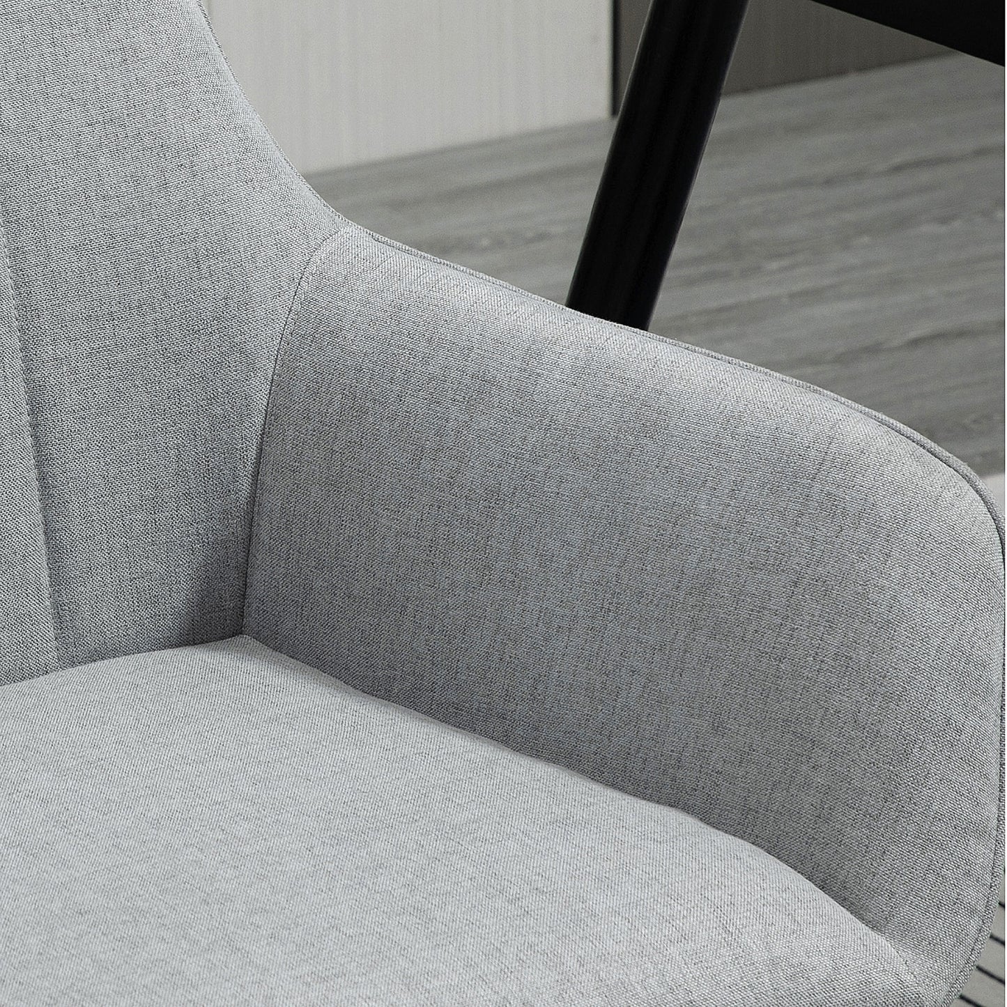 HOMCOM 2er Set Esszimmerstühle Essstühle Polsterstuhl mit atmungsaktivem Leinenbezug Wohnzimmerstuhl Sessel Küchenstuhl mit Rückenlehne Armlehne Leinen Hellgrau 59,5 x 56,5 x 81 cm