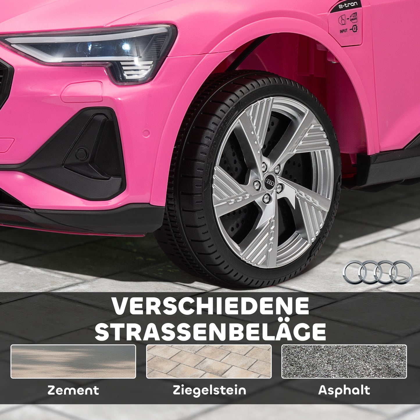 HOMCOM Elektro Kinderauto 12V Elektrofahrzeug Audi E-tron Elektroauto mit Fernbedienung, Sicherheitsgurt, für 3-5 Jahre