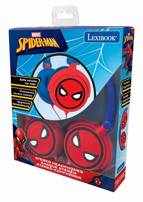LEXIBOOK - SPIDER-MAN - Stereo Audio Headset, Limited Sound Power, Foldable and Adjustable