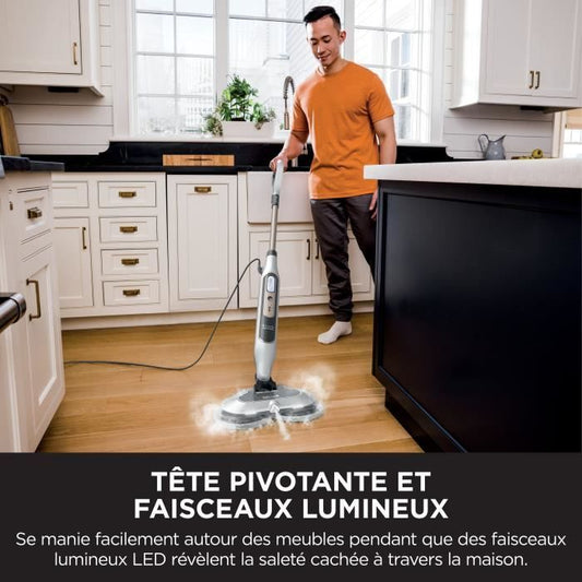 SHARK S8201EU Steam Mop - Automatic Steam Mop - 2 rotating pads - 3 steam settings - Removes stains and dirt