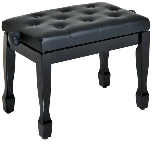 HOMCOM Klavierhocker Höhenverstellbar Klavierbank, Pianobank mit Kunstleder Kissen Keyboardhocker für Piano Keyboard 64 x 35 x 45-55 cm Schwarz