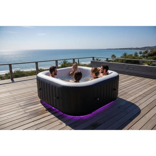 SUNSPA Laminated square inflatable spa 6 people with Led