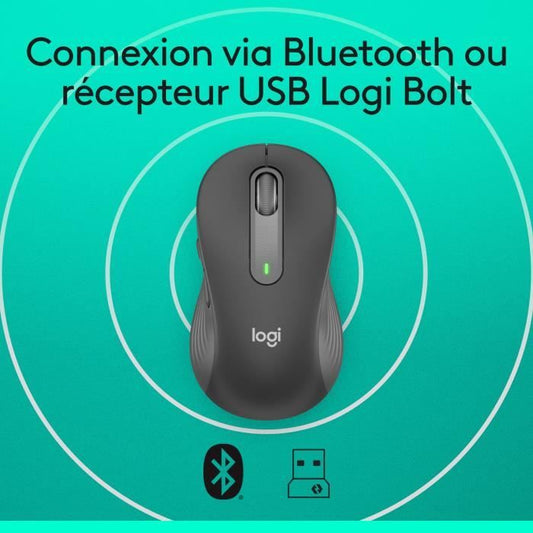 Logitech Signature M650 L Wireless Mouse - Quiet Large Size, Bluetooth, Programmable Buttons - Graphite