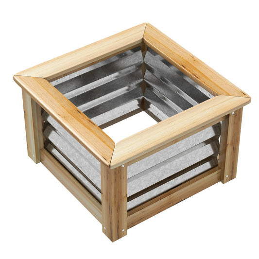 Outsunny Hochbeet, selbstentwässernd, offener Boden, Metall+Holz, 45 x 45 x 30cm