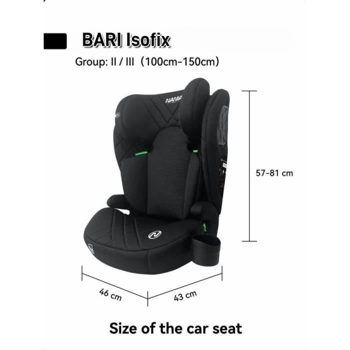 Isofix car seat - NANIA - BARI - Group 2/3 - I-size - Black