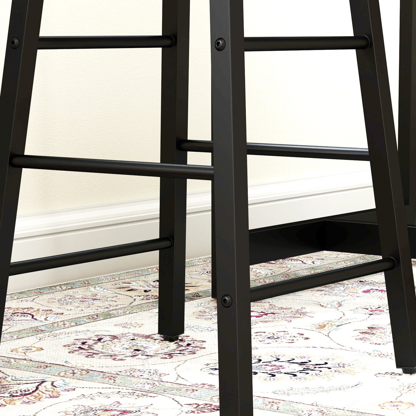 HOMCOM 3-teiliges Bartisch-Set, 1 Tresen, 2 Stühle, mit Stauraum und Fußstützen, platzsparend, Hellbraun+Schwarz