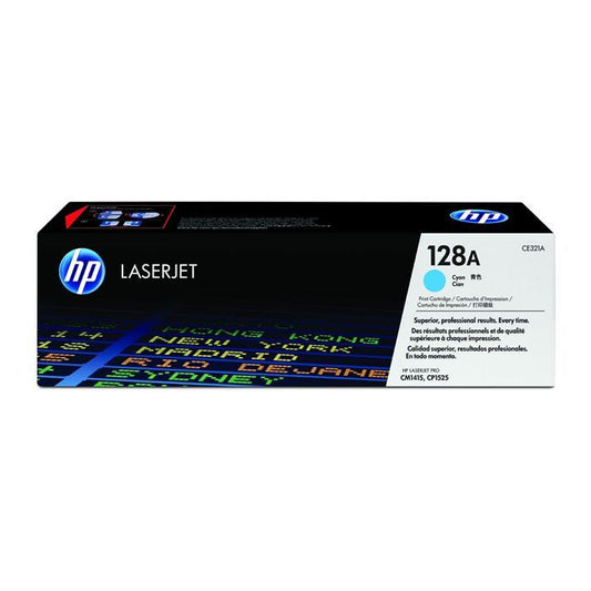 HP 128A (CE321A) Cyan Toner Cartridge for HP Color LaserJet CP1525/CM1415MFP Printers