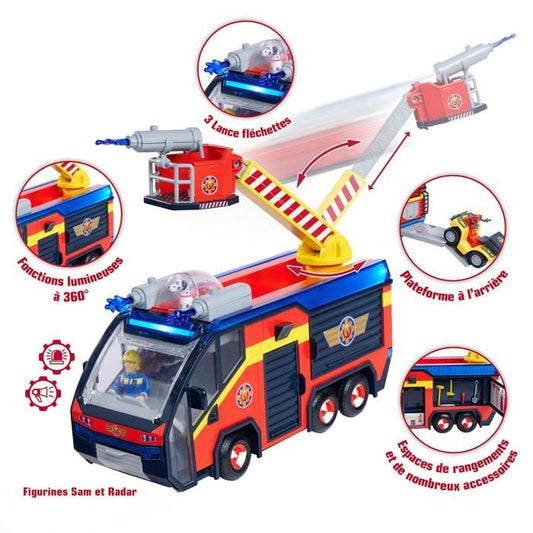 Fireman Sam - Fire Truck - Jupiter - 2 figurines - Sounds and lights - Several accessories - 3 batteries included