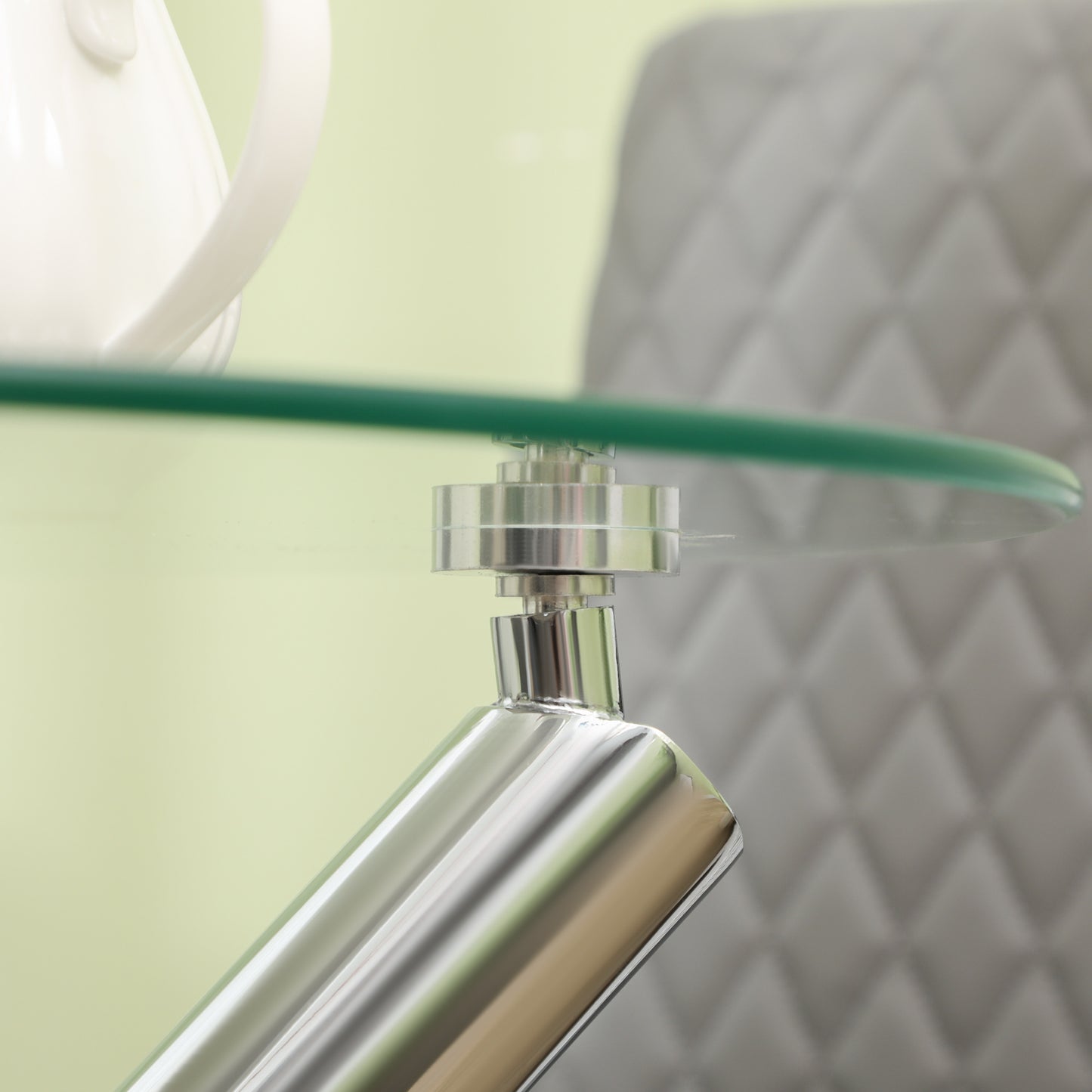 HOMCOM Esstisch, runde Hartglasplatte, randloses Design, für 2-4 Personen, Stahlbeine, 80 x 80 x 74 cm