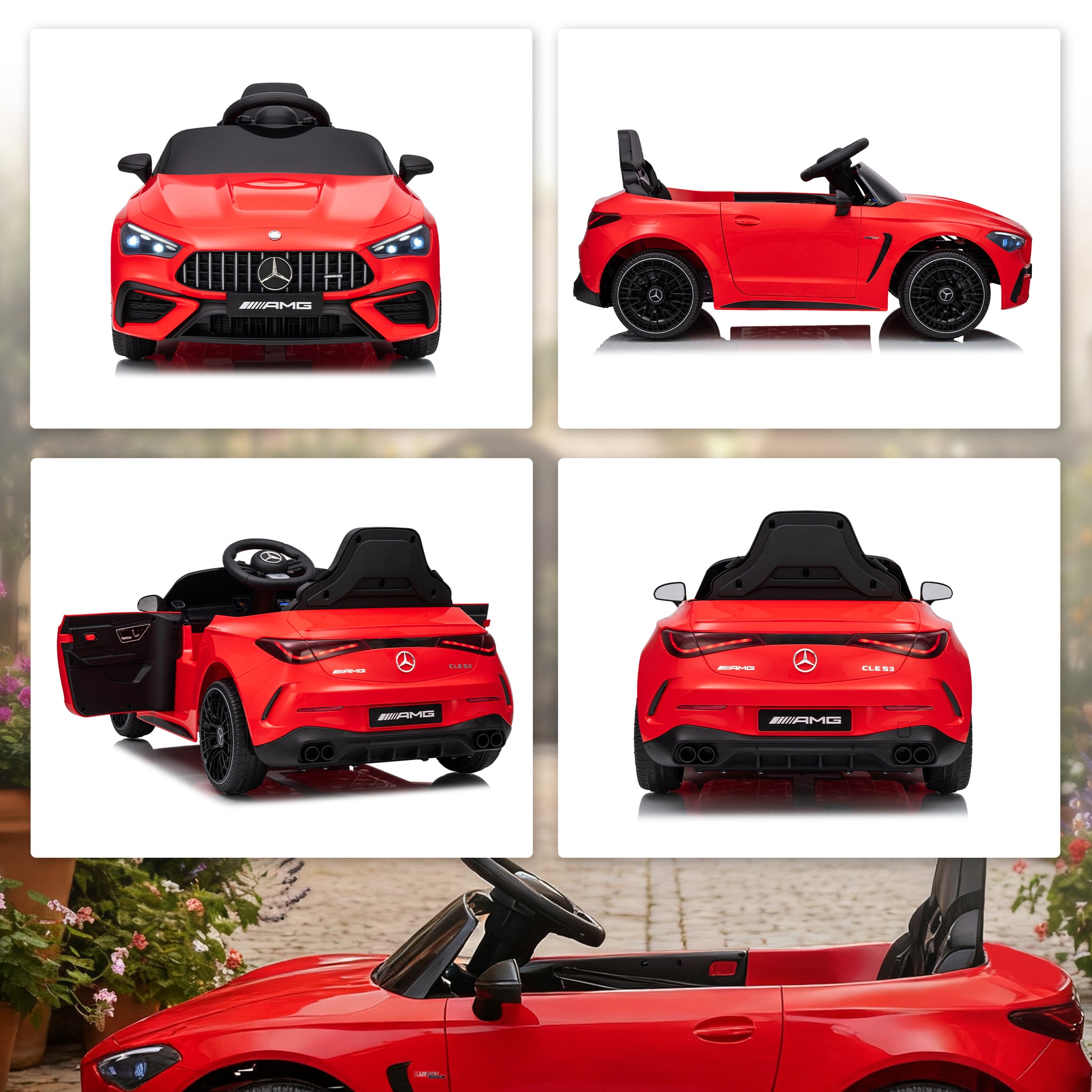 AIYAPLAY Kinder-Elektroauto, Mercedes-Design, 12V Motoren, Fernbedienung, LED-Lichter, Musik, für 3-6 Jahren Kinder, Rot