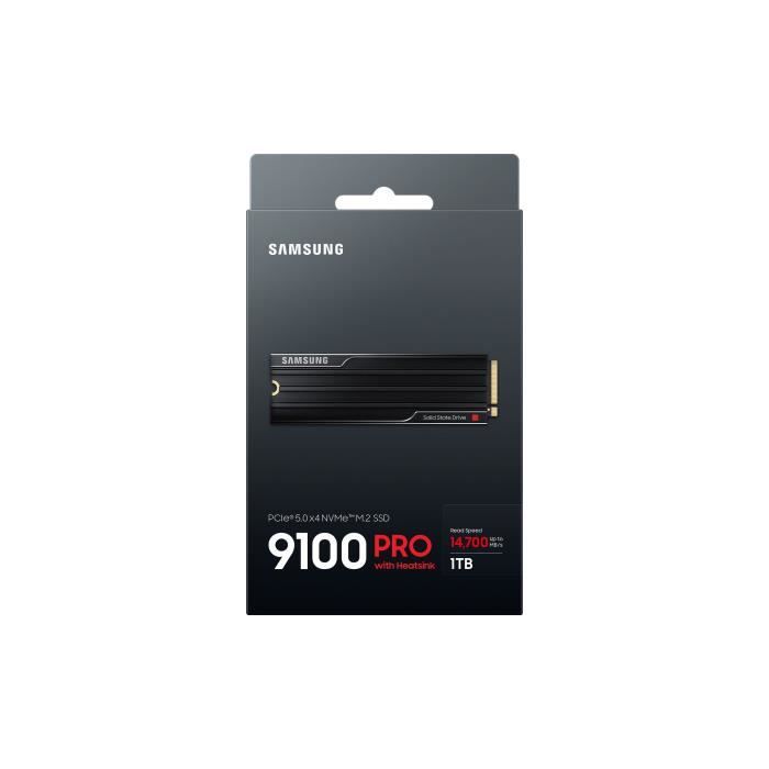 Samsung - Internal SSD - 9100 PRO with NVMe M.2 PCIe 5.0 x4 heatsink - 1TB - Read speed up to 14,800MB/s - MZ-VAP1T0CW