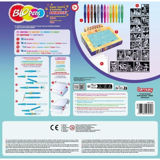 Coloring game - LANSAY - Blopens Animals - 16 stencils - Washable - From 5 years old