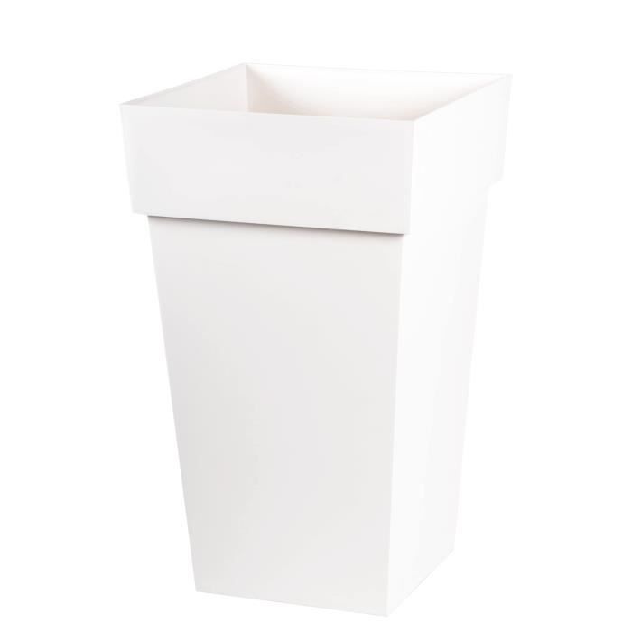 EDA Tuscany high square flower pot - 39 x 39 x H 65 cm - 62 L - White