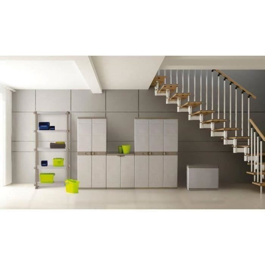 PLASTIKEN Lockable chest with wheels - 190 L - Functional and aesthetic - Beige
