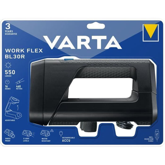 Portable lamp-VARTA-Work Flex BL30R-550lm-Powerful-Adjustable lighting-IPX4-Lanyard included-Rechargeable