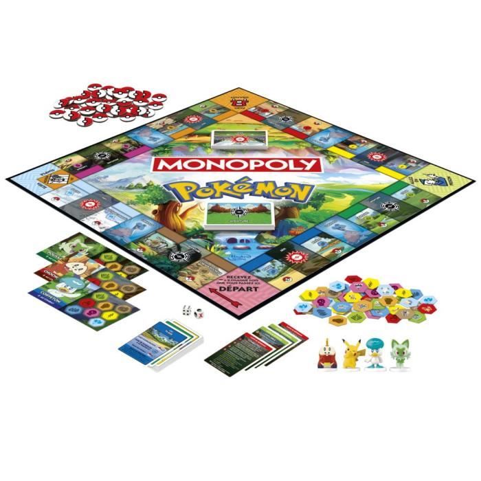 Pokémon Monopoly, board game, 2 to 4 players, games for children and Pokémon fans, approx. 45 minutes, ages 8 and up