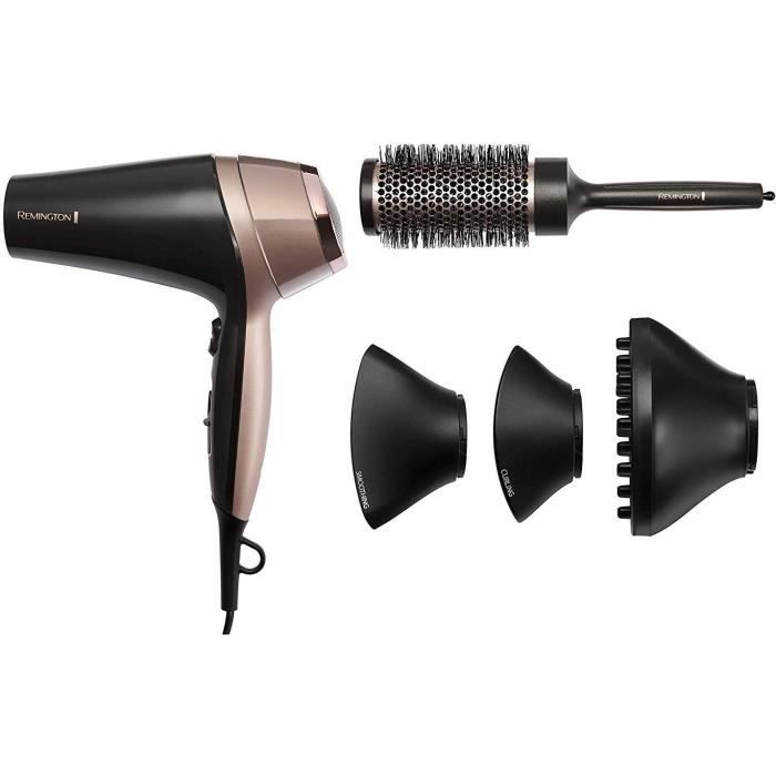 Remington D5706 Hairdressing Set, Ionic Hair Dryer Curl Confidence 2200W, 45mm Brush, Ceramic Grid, Lightweight, Silent