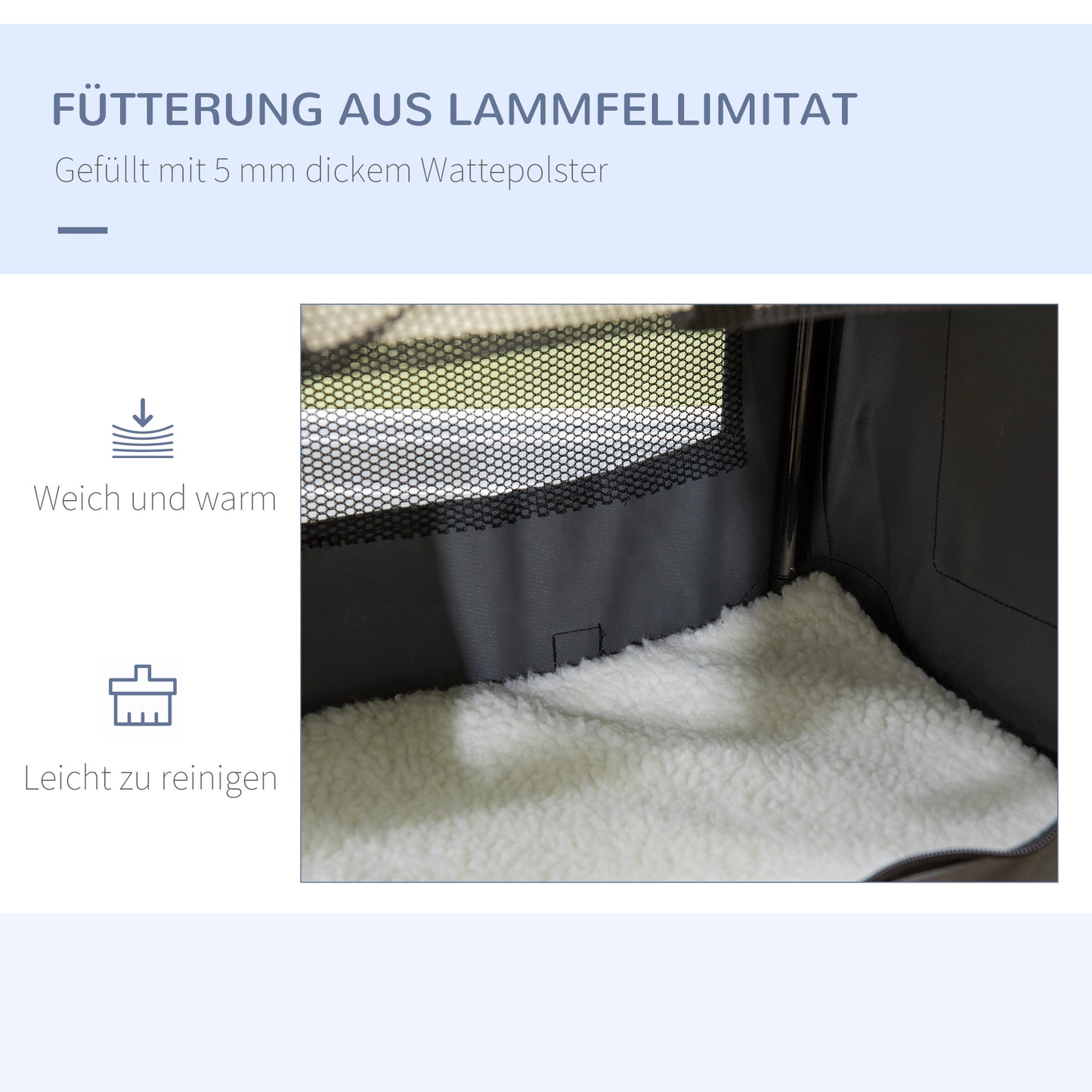 PawHut Transporttasche, Transportbox, für Katzen und kleine Hunde, faltbar, 3 Türen, grau, 50,5 x 33,5 x 35cm