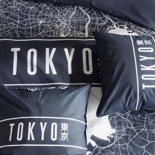 Bedding set - TODAY - JAVA - 2 people - 240x220 cm - Cotton - Tokyo print - Dark blue