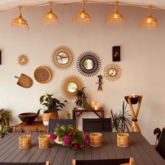 String lights - LUMISKY - Hawaii Light - Connectable - Outdoor - Polyrattan lampshade - 10 E27 LED filament bulbs